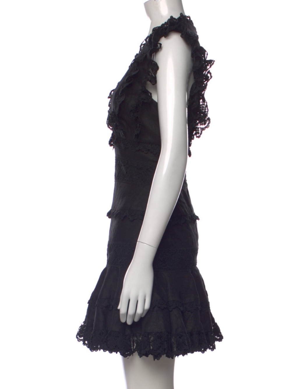Zimmermann Lace V-Neck Ruffle Mini Dress - Picture 2 of 3